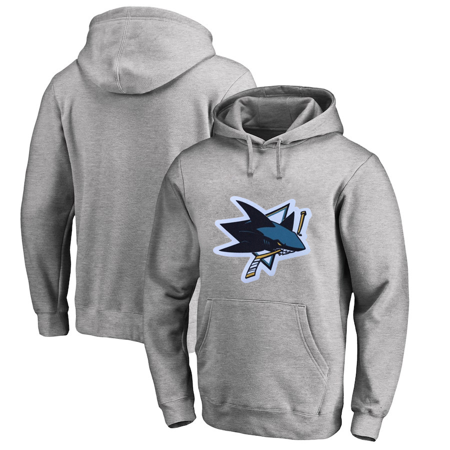 San Jose Sharks Gray All Stitched Pullover Hoodie