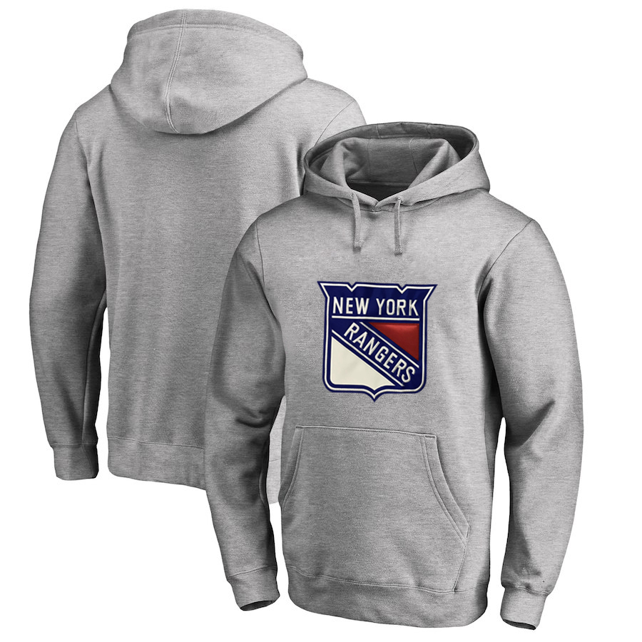 New York Rangers Gray Men's Customized All Stitched Pullover Hoodie