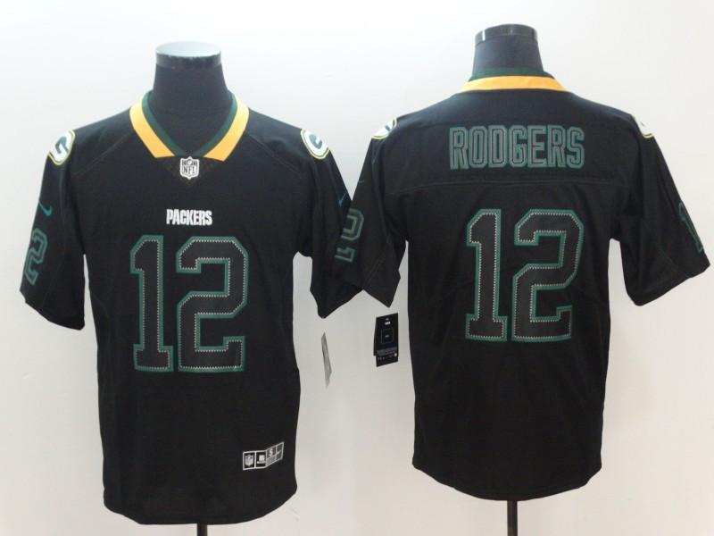 Nike Packers 12 Aaron Rodgers Black Shadow Legend Limited Jersey