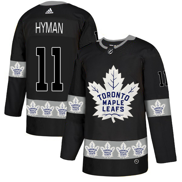 Maple Leafs 11 Zach Hyman Black Team Logos Fashion Adidas Jersey