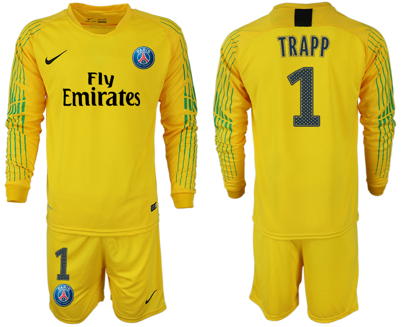 2018-19 Pari Saint-Germain 1 TRAPP Yello Goalkeeper Long Sleeve Soccer Jersey