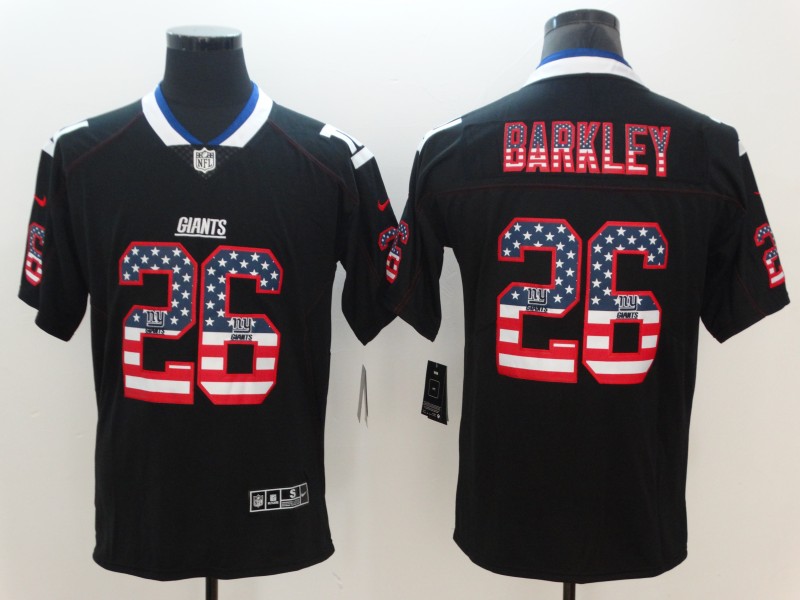 Nike Giants 26 Saquon Barkley Black USA Flag Fashion Limited Jersey