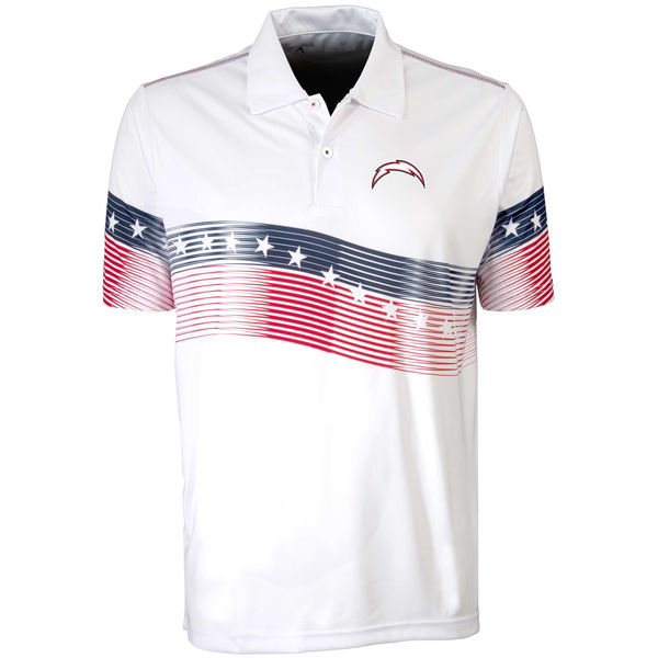 Antigua Los Angeles Chargers White Patriot Polo Shirt