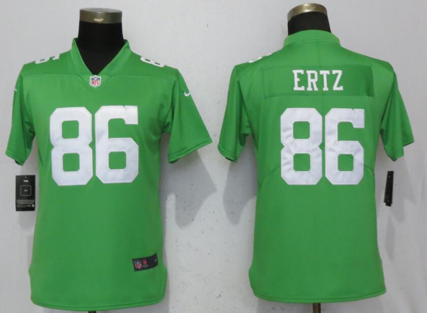 Nike Eagles 86 Zach Ertz Green Women Throwback Vapor Untouchable Limited Jersey