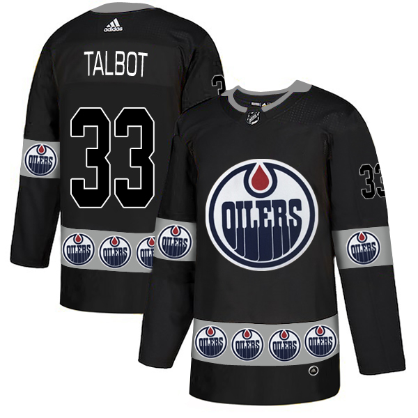 Oilers 33 Cam Talbot Black Team Logos Fashion Adidas Jersey