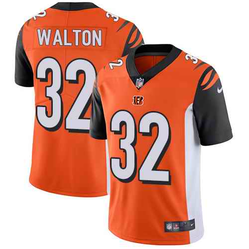 Nike Bengals 32 Mark Walton Orange Vapor Untouchable Limited Jersey