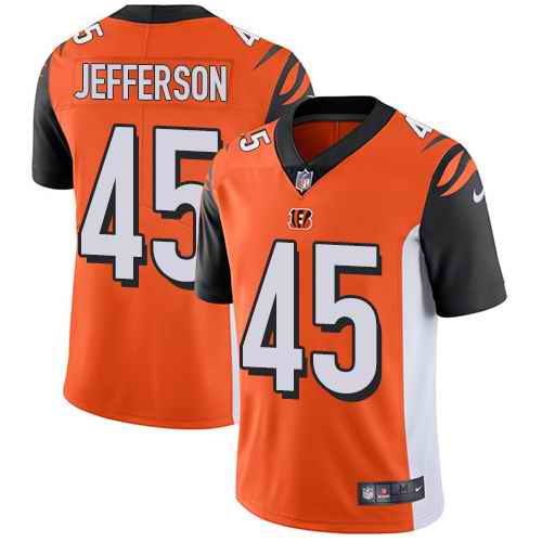 Nike Bengals 45 Malik Jefferson Orange Vapor Untouchable Limited Jersey