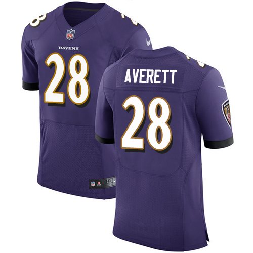 Nike Ravens 28 Anthony Averett Purple Elite Jersey