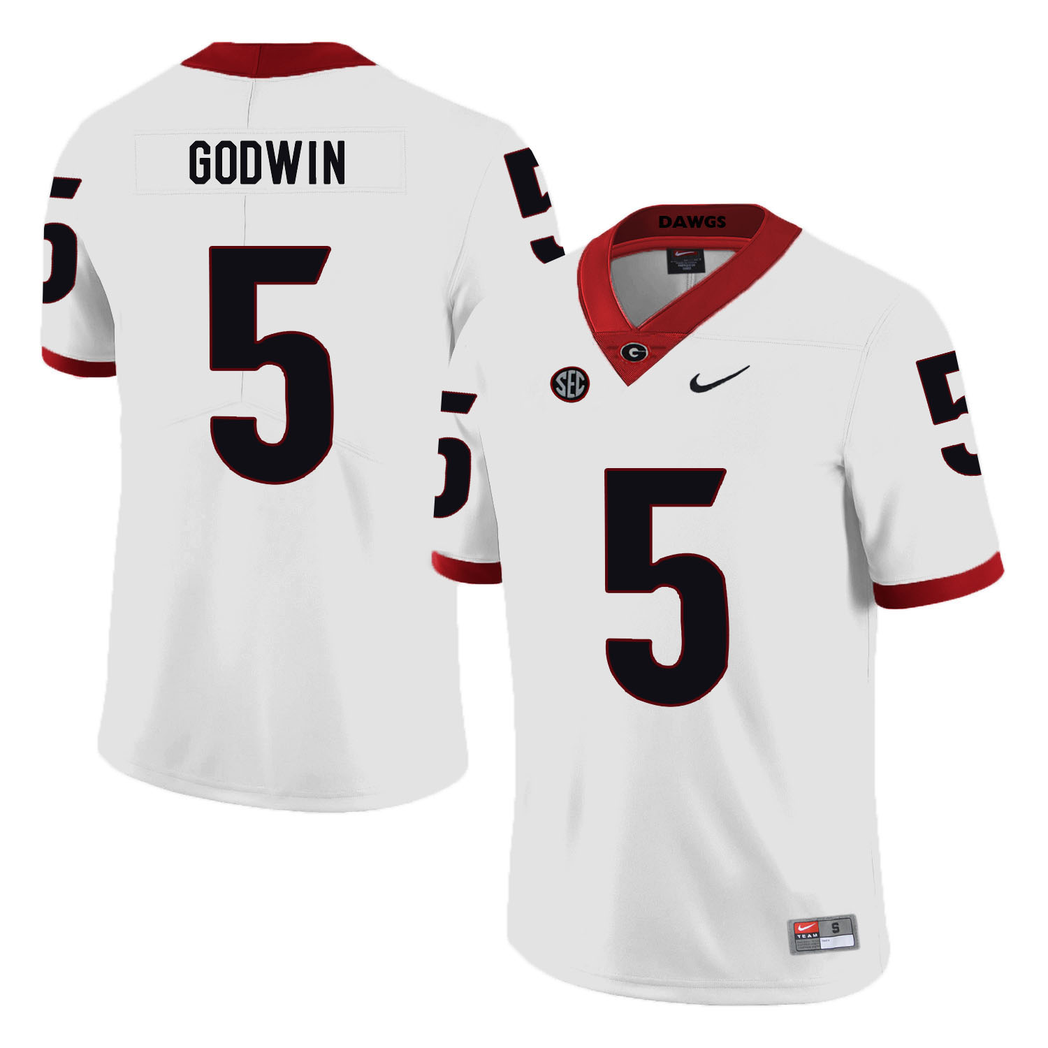 Georgia Bulldogs 5 Terry Godwin White Nike College Football Jersey