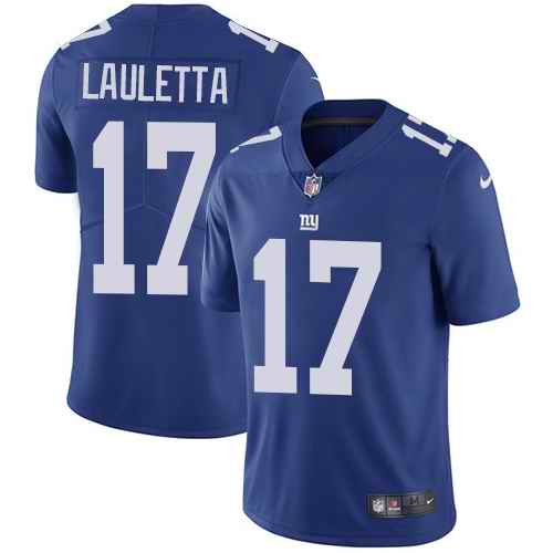 Nike Giants 17 Kyle Lauletta Royal Vapor Untouchable Limited Jersey
