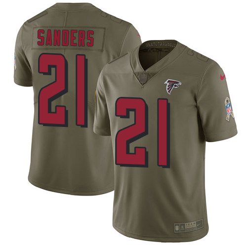 Nike Falcons 21 Deion Sanders Olive Salute To Service Limited Jersey