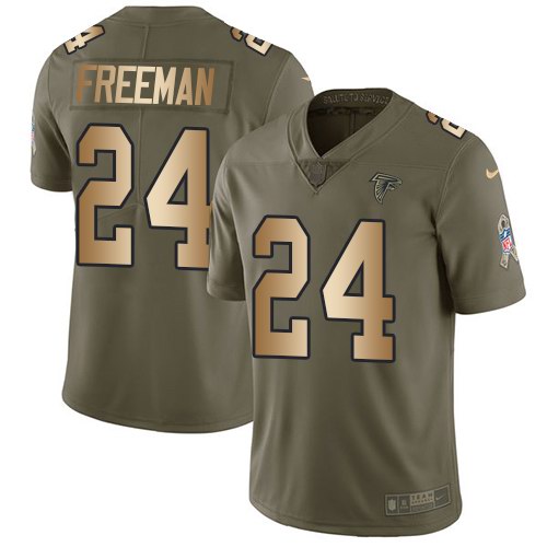 Nike Falcons 24 Devonta Freeman Olive Gold Salute To Service Limited Jersey
