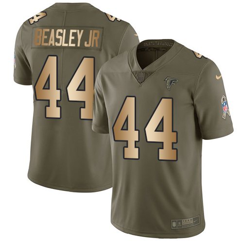 Nike Falcons 44 Vic Beasley Jr Olive Gold Salute To Service Limited Jersey