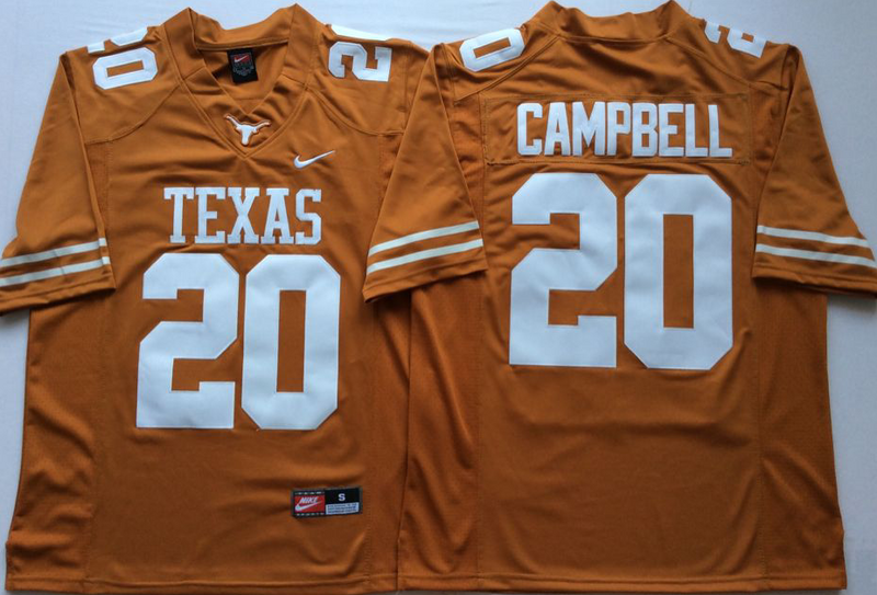 Texas Longhorns 20 Earl Campbell Orange Nike College Football Jersey