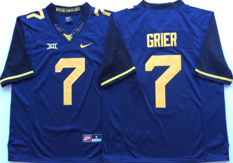 West Virginia Mountaineers 7 Will Grier Navy Nike College Football Jersey