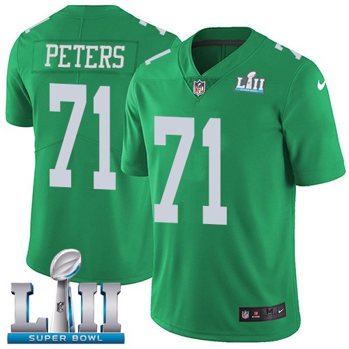 Nike Eagles 71 Jason Peters Green 2018 Super Bowl LII Youth Corlor Rush Limited Jersey