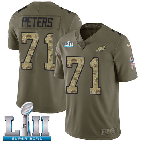 Nike Eagles 71 Jason Peters Olive Camo 2018 Super Bowl LII Salute To Service Limited Jersey