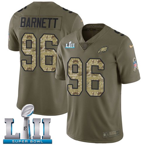 Nike Eagles 96 Derek Barnett Olive Camo 2018 Super Bowl LII Salute To Service Limited Jersey