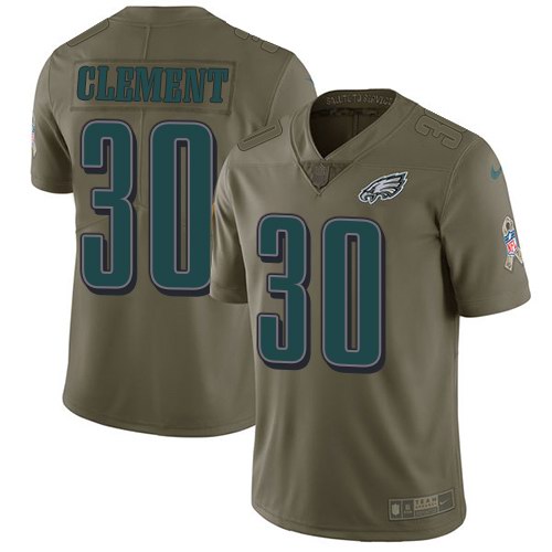 Nike Eagles 30 Corey Clement Olive Salute To Service Limited Jersey