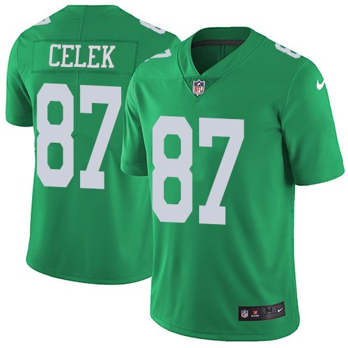 Nike Eagles 87 Brent Celek Green Youth Color Rush Limited Jersey