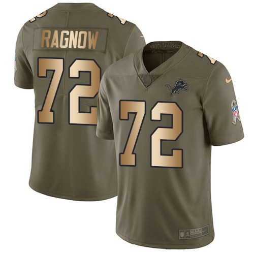 Nike Lions 72 Frank Ragnow Olive Gold Salute To Service Limited Jersey