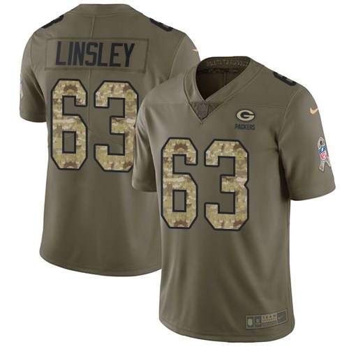 Nike Packers 63 Corey Linsley Olive Camo Salute To Service Limited Jersey