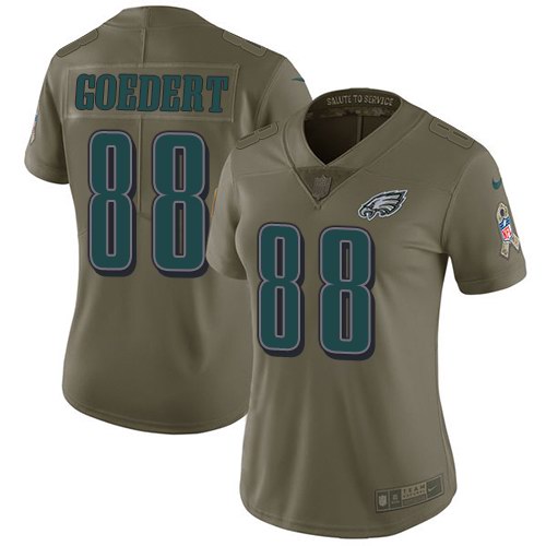 Nike Eagles 88 Dallas Goedert Olive Women Salute To Service Limited Jersey