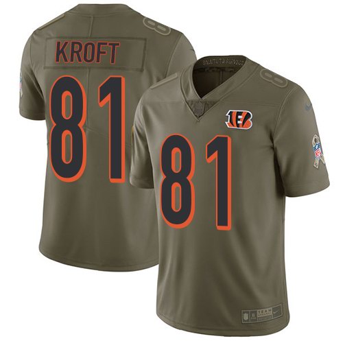 Nike Bengals 81 Tyler Kroft Olive Salute To Service Limited Jersey