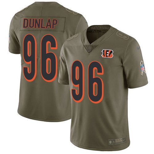 Nike Bengals 96 Carlos Dunlap Olive Salute To Service Limited Jersey