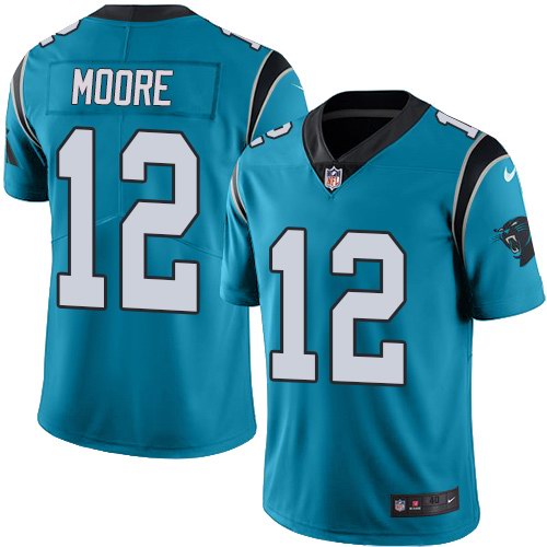 Nike Panthers 12 D. J. Moore Moore Blue Youth Vapor Untouchable Limited Jersey