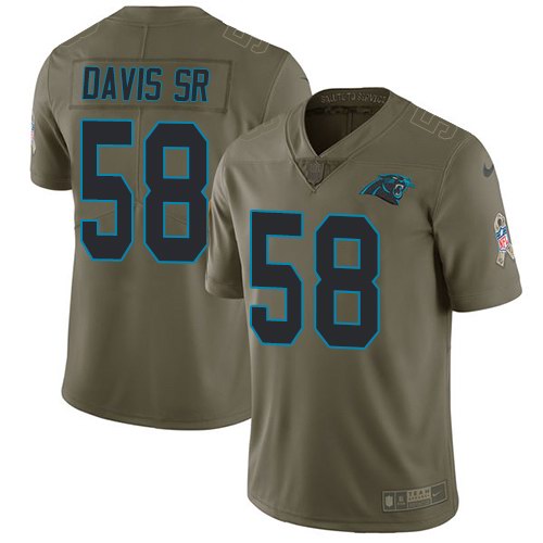 Nike Panthers 58 Thomas Davis Sr Olive Salute To Service Limited Jersey
