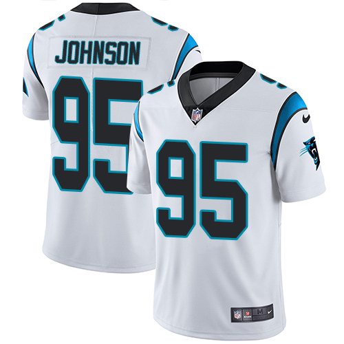 Nike Panthers 95 Charles Johnson White Vapor Untouchable Limited Jersey