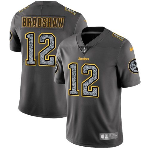 Nike Steelers 12 Terry Bradshaw Gray Static Vapor Untouchable Limited Jersey
