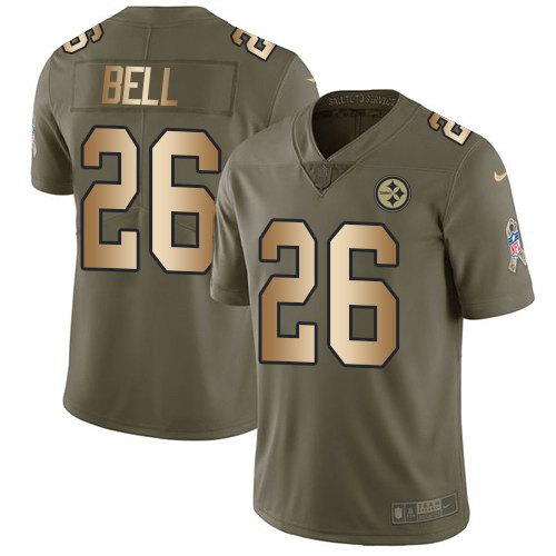 Nike Steelers 26 Le'Veon Bell Olive Gold Salute To Service Limited Jersey