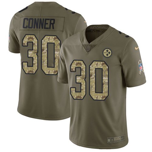 Nike Steelers 30 James Conner Olive Camo Salute To Service Limited Jersey