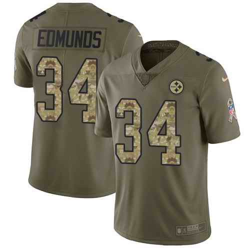 Nike Steelers 34 Terrell Edmunds Olive Camo Salute To Service Limited Jersey