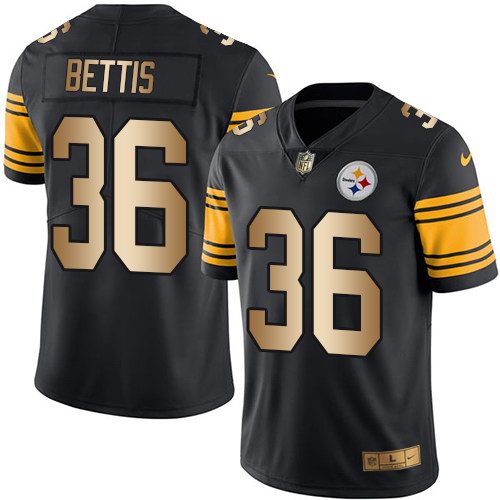 Nike Steelers 36 Jerome Bettis Black Gold Youth Color Rush Limited Jersey
