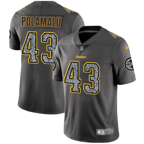 Nike Steelers 43 Troy Polamalu Gray Static Youth Vapor Untouchable Limited Jersey