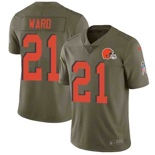 Nike Browns 21 Denzel Ward Olive Salute To Service Limited Jersey