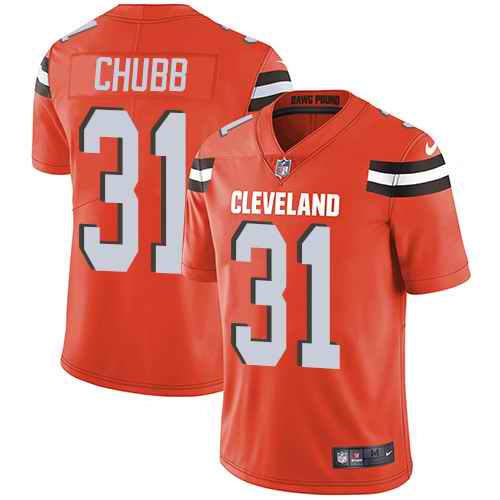 Nike Browns 31 Nick Chubb Orange Vapor Untouchable Limited Jersey
