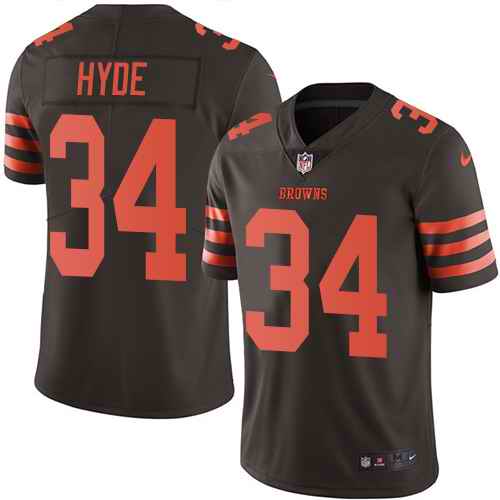 Nike Browns 34 Carlos Hyde Brown Youth Color Rush Limited Jersey