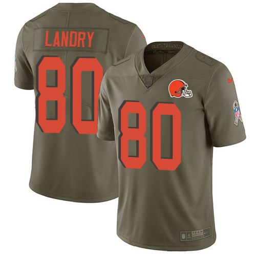 Nike Browns 80 Jarvis Landry Olive Salute To Service Limited Jersey