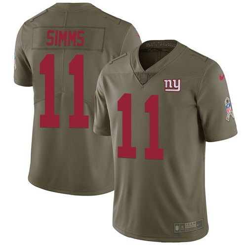 Nike Giants 11 Phil Simms Olive Salute To Service Limited Jersey