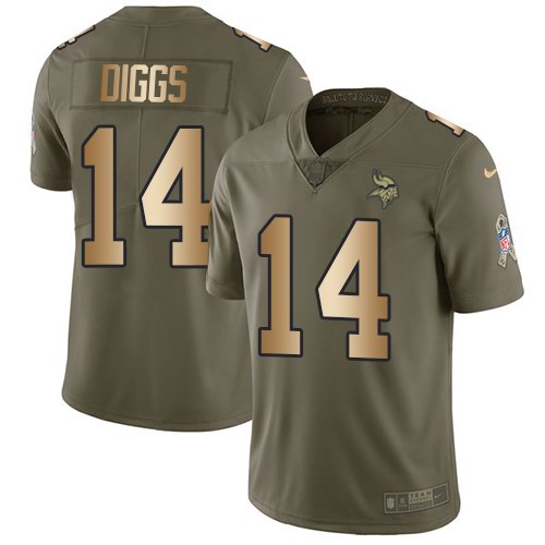 Nike Vikings 14 Stefon Diggs Olive Gold Salute To Service Limited Jersey