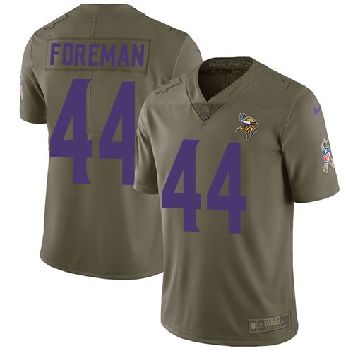 Nike Vikings 44 Chuck Foreman Olive Youth Vapor Untouchable Limited Jersey