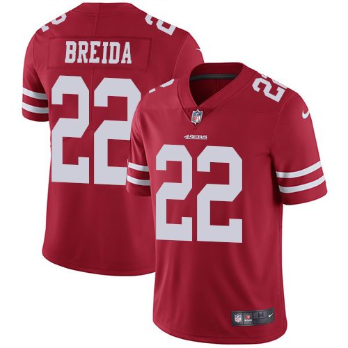Nike 49ers 22 Matt Breida Red Youth Vapor Untouchable Limited Jersey