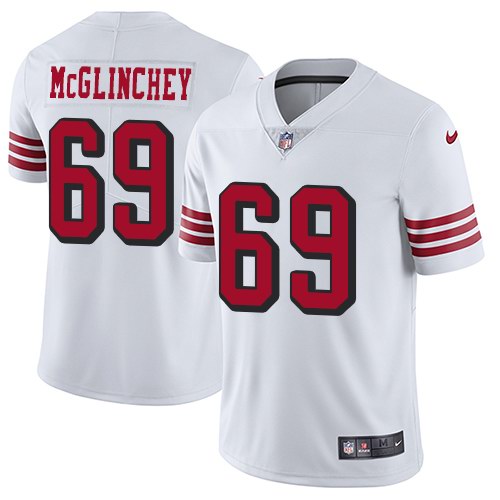 Nike 49ers 69 Mike McGlinchey White Color Rush Vapor Untouchable Limited Jersey