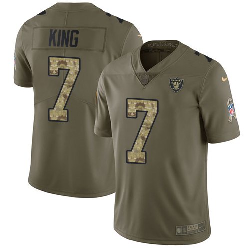 Nike Raiders 7 Marquette King Olive Camo Salute To Service Limited Jersey