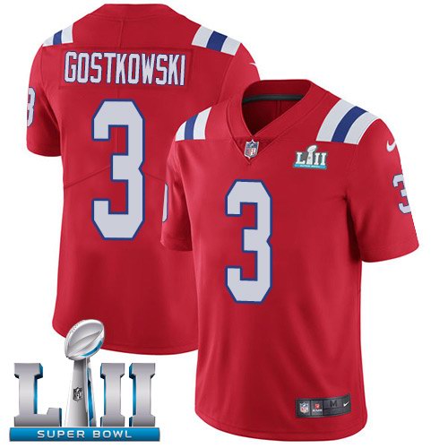 Nike Patriots 3 Stephen Gostkowski Red 2018 Super Bowl LII Vapor Untouchable Limited Jersey