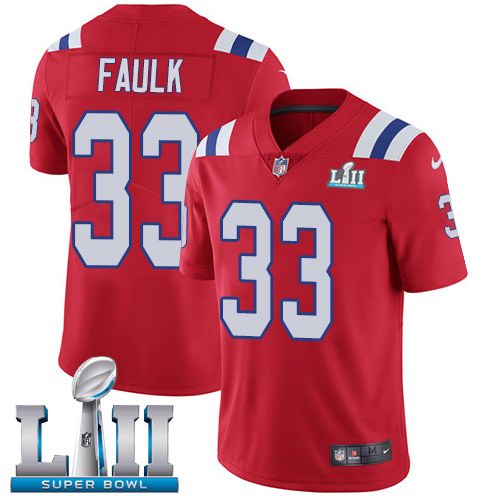 Nike Patriots 33 Kevin Faulk Red Alternate 2018 Super Bowl LII Vapor Untouchable Limited Jersey